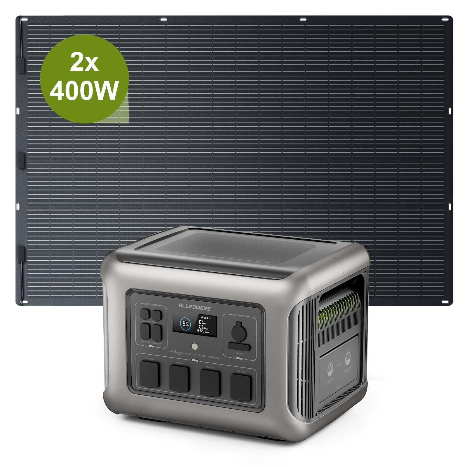 ALLPOWERS Solar Generator Kit 2500W (R2500 + SF400 400W Flexible Solar Panel)
