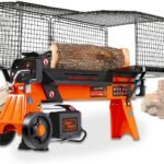 SuperHandy Log Splitter Electric Portable 6 Ton Ram System 9.6A 2200Watt Motor Horizontal Full Beam with Steel Wedge for Fire Wood Splitting Forestry